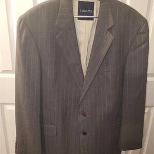 Nautica Grey Pin Strips Inside is Tan Size 46R W40
